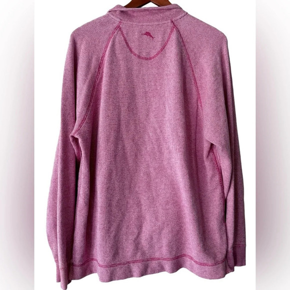 Tommy Bahama Men’s textured cotton knit button pocket red button sweater medium - Picture 2 of 4